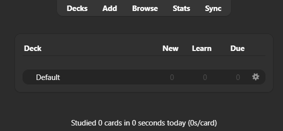Anki Default Screen