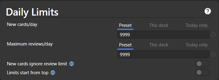 Anki Daily Limits