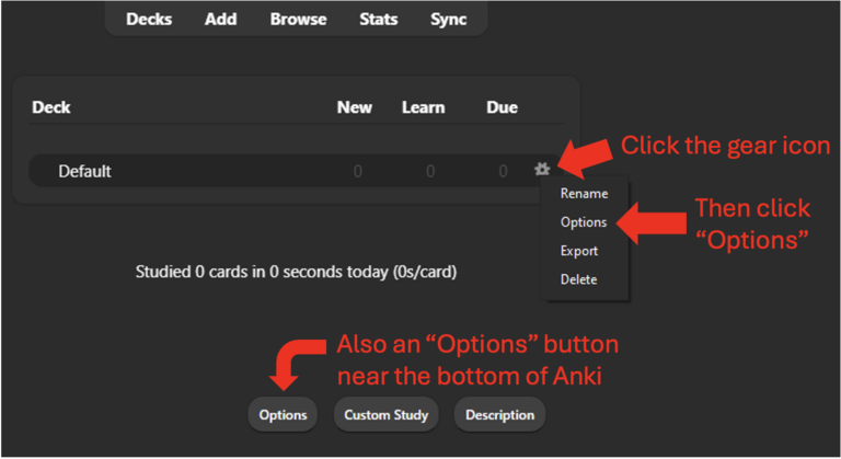 Options Anki